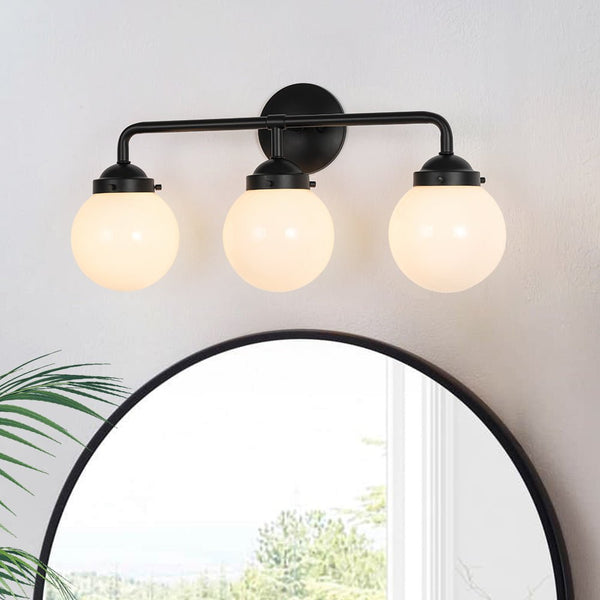 Chandelierias - Modern 3 - Light Linear Glass Globe Bathroom Vanity Light - Wall Light - Opal Glass -