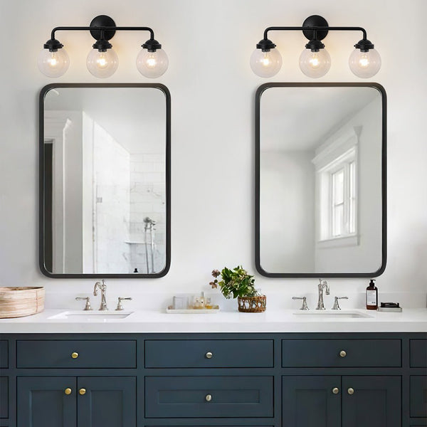 Chandelierias - Modern 3 - Light Linear Glass Globe Bathroom Vanity Light - Wall Light - Opal Glass -