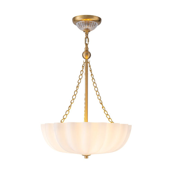 Chandelierias - Modern 3 - Light Milky White Daisy Glass Chandelier - Chandeliers - Brass - Ivory