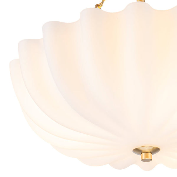 Chandelierias - Modern 3 - Light Milky White Daisy Glass Chandelier - Chandeliers - Brass - Ivory