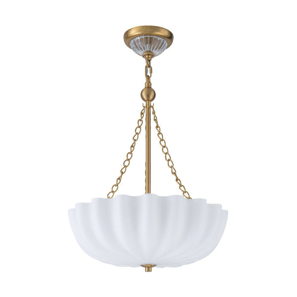 Chandelierias - Modern 3 - Light Milky White Daisy Glass Chandelier - Chandeliers - Brass - Ivory