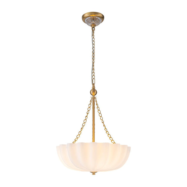 Chandelierias - Modern 3 - Light Milky White Daisy Glass Chandelier - Chandeliers - Brass - Ivory