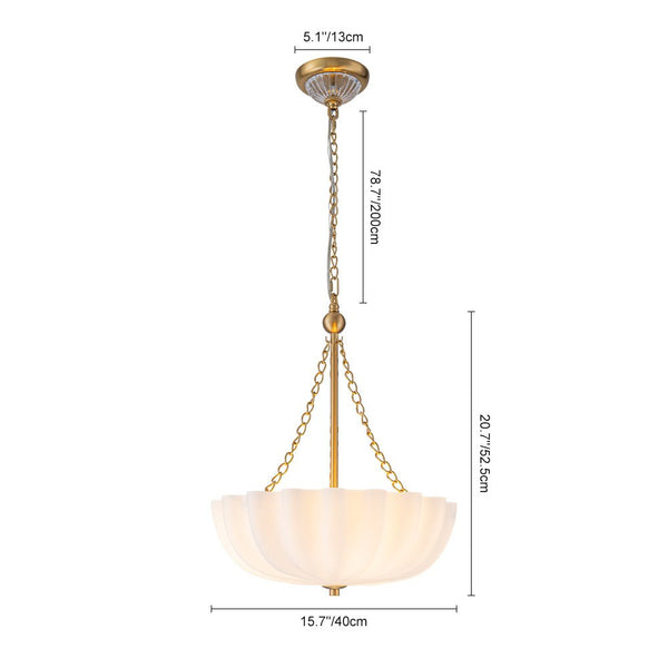 Chandelierias - Modern 3 - Light Milky White Daisy Glass Chandelier - Chandeliers - Brass - Ivory