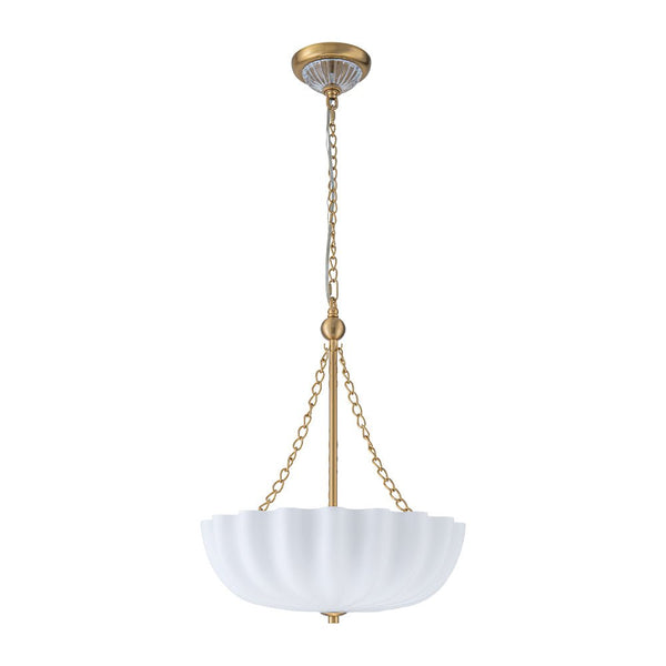 Chandelierias - Modern 3 - Light Milky White Daisy Glass Chandelier - Chandeliers - Brass - Ivory