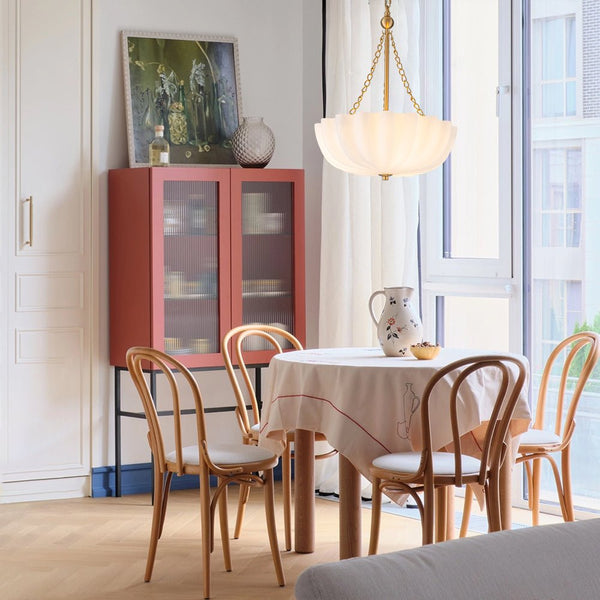 Chandelierias - Modern 3 - Light Milky White Daisy Glass Chandelier - Chandeliers - Brass - Ivory