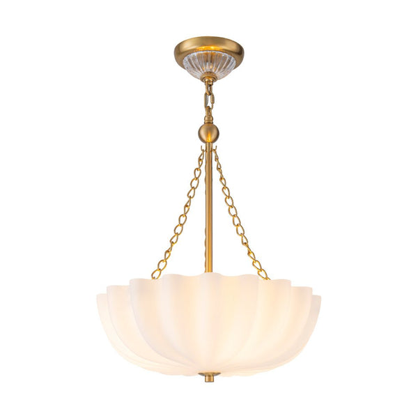 Chandelierias - Modern 3 - Light Milky White Daisy Glass Chandelier - Chandeliers - Brass - Ivory