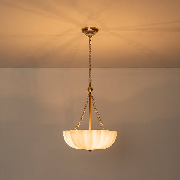 Chandelierias - Modern 3 - Light Milky White Daisy Glass Chandelier - Chandeliers - Brass - Ivory