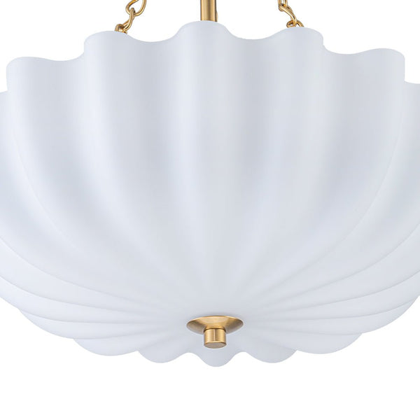 Chandelierias - Modern 3 - Light Milky White Daisy Glass Chandelier - Chandeliers - Brass - Ivory