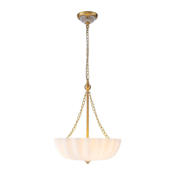 Chandelierias - Modern 3 - Light Milky White Daisy Glass Chandelier - Chandeliers - Brass - Ivory