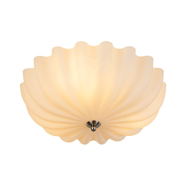 Chandelierias - Modern 3 - Light Milky White Daisy Glass Semi - Flush Mount - Semi Flush - Brass (Back - order & Arrive in 2 - 3 Weeks) - Ivory