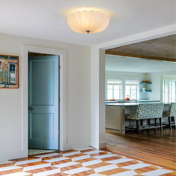 Chandelierias - Modern 3 - Light Milky White Daisy Glass Semi - Flush Mount - Semi Flush - Brass (Back - order & Arrive in 2 - 3 Weeks) - Ivory