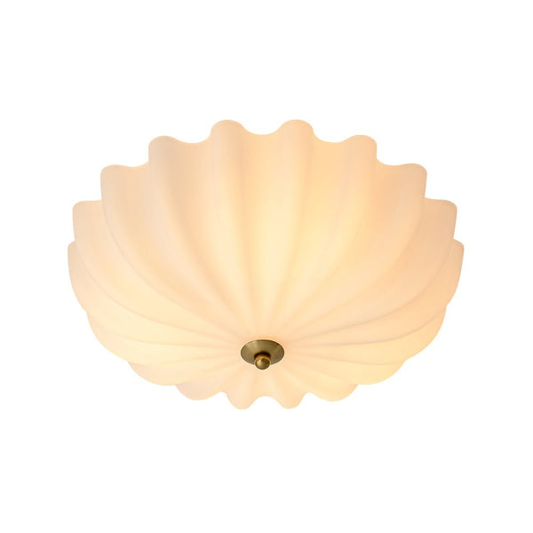 Chandelierias - Modern 3 - Light Milky White Daisy Glass Semi - Flush Mount - Semi Flush - Brass - Ivory