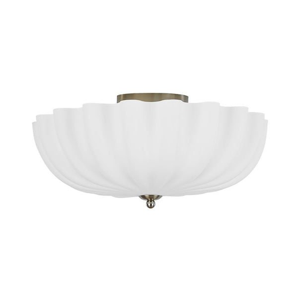 Chandelierias - Modern 3 - Light Milky White Daisy Glass Semi - Flush Mount - Semi Flush - Nickel (Back - order & Arrive in 2 - 3 Weeks) - Ivory