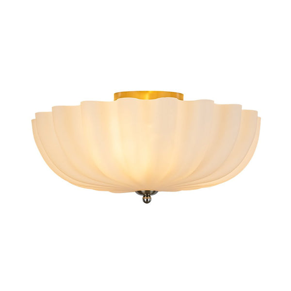 Chandelierias - Modern 3 - Light Milky White Daisy Glass Semi - Flush Mount - Semi Flush - Nickel (Back - order & Arrive in 2 - 3 Weeks) - Ivory