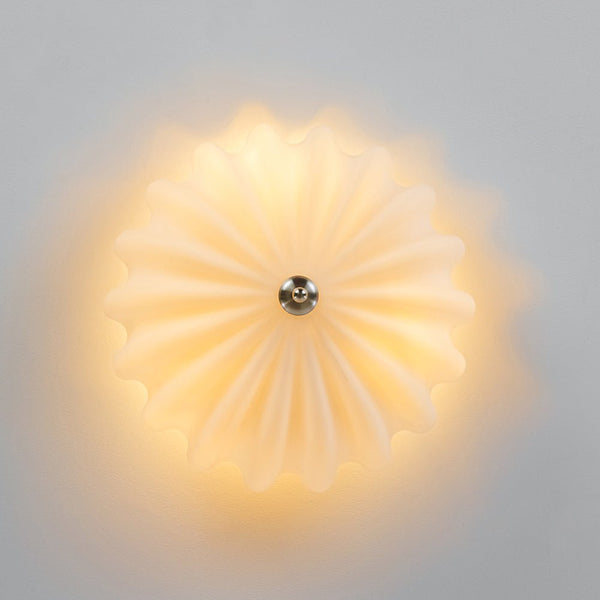 Chandelierias - Modern 3 - Light Milky White Daisy Glass Semi - Flush Mount - Semi Flush - Nickel (Back - order & Arrive in 2 - 3 Weeks) - Ivory