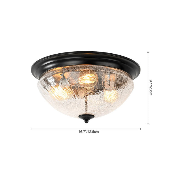 Chandelierias - Modern 3 - Light Mushroom Crackled Glass Flush Mount - Flush Mount -