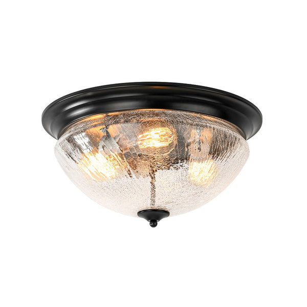 Chandelierias - Modern 3 - Light Mushroom Crackled Glass Flush Mount - Flush Mount -