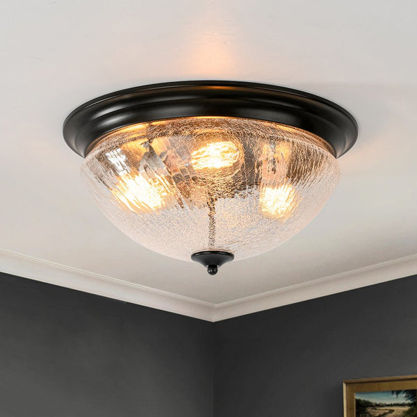 Chandelierias - Modern 3 - Light Mushroom Crackled Glass Flush Mount - Flush Mount -