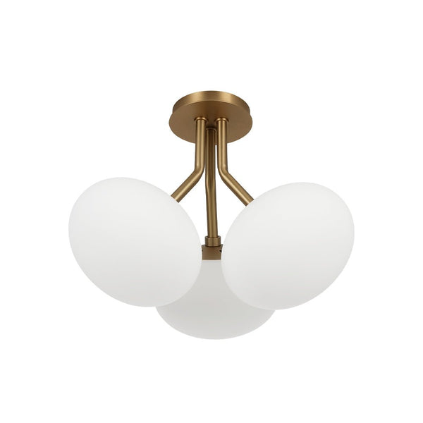 Chandelierias - Modern 3 - Light Semi - Flush Mount with Frosted Glass Globes - Semi Flush - Nickel - 3 Bulbs