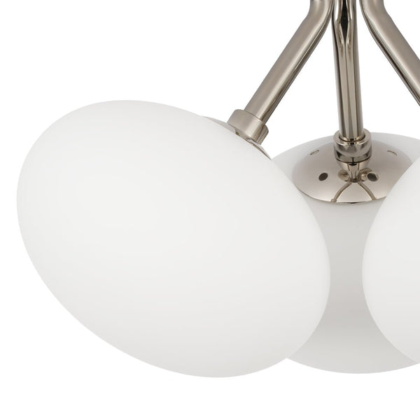 Chandelierias - Modern 3 - Light Semi - Flush Mount with Frosted Glass Globes - Semi Flush - Nickel - 3 Bulbs