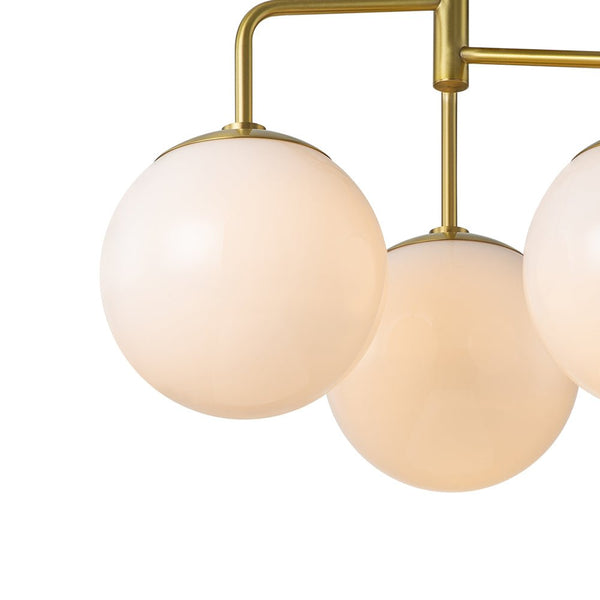 Chandelierias - Modern 3 - Light Staggered Arm Opal Glass Semi - Flush Mount - Semi Flush - Brass -
