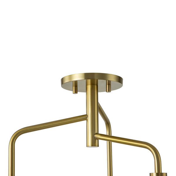 Chandelierias - Modern 3 - Light Staggered Arm Opal Glass Semi - Flush Mount - Semi Flush - Brass -