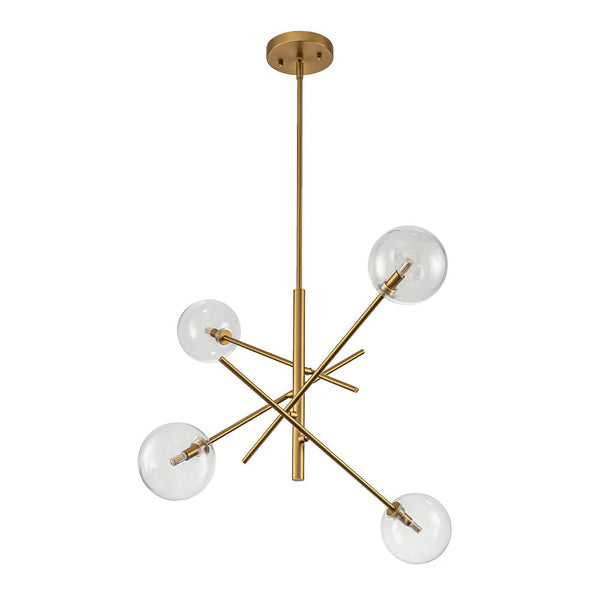 Chandelierias - Modern 4 - Light Clear Glass Globe Sputnik Mobile Chandelier - Chandeliers - Black -