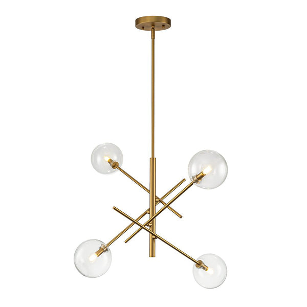 Chandelierias - Modern 4 - Light Clear Glass Globe Sputnik Mobile Chandelier - Chandeliers - Black -