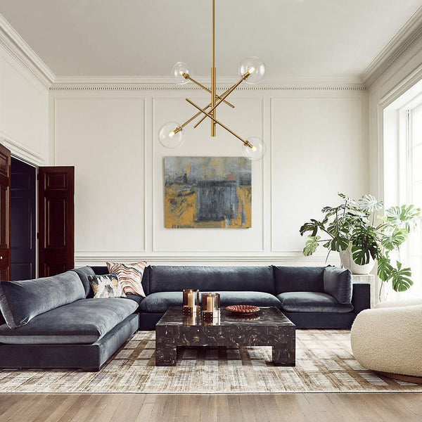 Chandelierias - Modern 4 - Light Clear Glass Globe Sputnik Mobile Chandelier - Chandeliers - Black -
