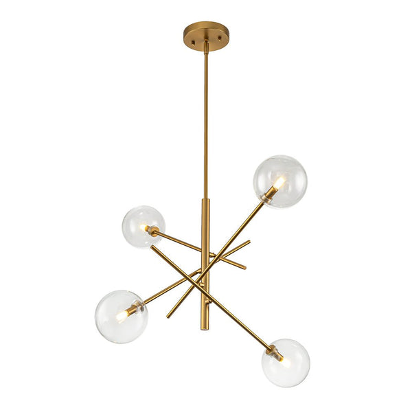 Chandelierias - Modern 4 - Light Clear Glass Globe Sputnik Mobile Chandelier - Chandeliers - Black -