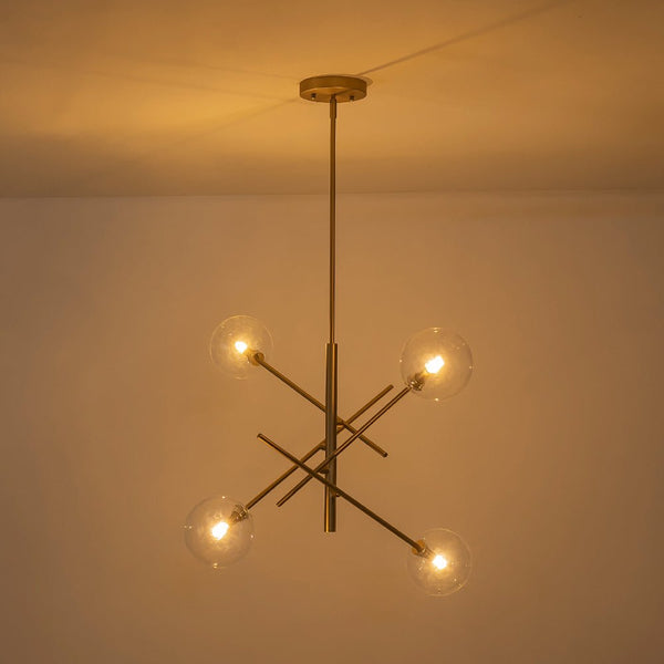 Chandelierias - Modern 4 - Light Clear Glass Globe Sputnik Mobile Chandelier - Chandeliers - Black -