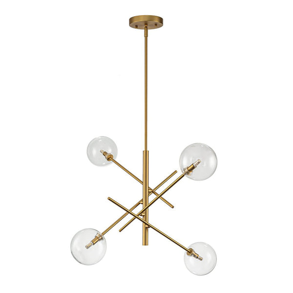 Chandelierias - Modern 4 - Light Clear Glass Globe Sputnik Mobile Chandelier - Chandeliers - Black -
