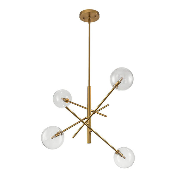 Chandelierias - Modern 4 - Light Clear Glass Globe Sputnik Mobile Chandelier - Chandeliers - Black -
