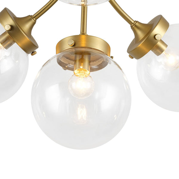 Chandelierias - Modern 4 - Light Clear Glass Globe Sputnik Semi - flush Mount - Semi Flush - Black -