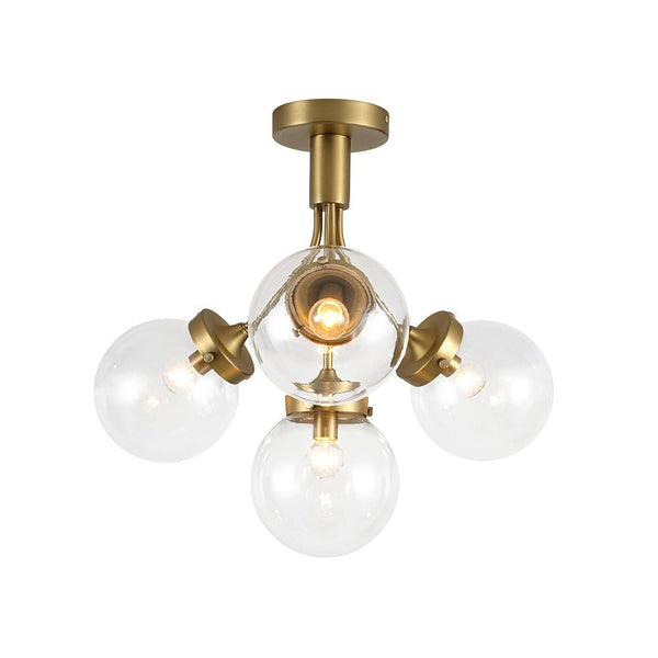 Chandelierias - Modern 4 - Light Clear Glass Globe Sputnik Semi - flush Mount - Semi Flush - Black -