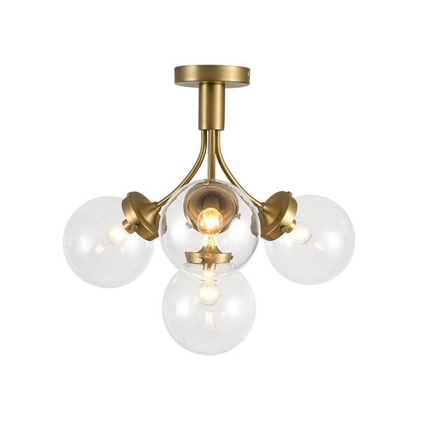 Chandelierias - Modern 4 - Light Clear Glass Globe Sputnik Semi - flush Mount - Semi Flush - Black -