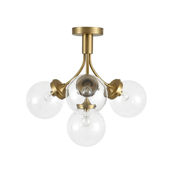 Chandelierias - Modern 4 - Light Clear Glass Globe Sputnik Semi - flush Mount - Semi Flush - Black -