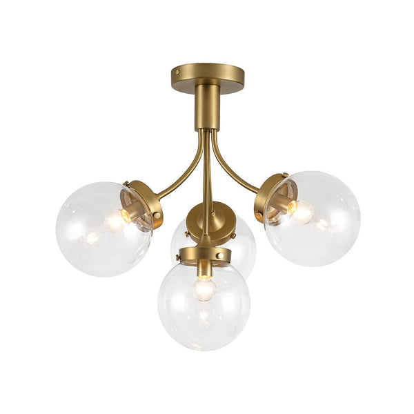 Chandelierias - Modern 4 - Light Clear Glass Globe Sputnik Semi - flush Mount - Semi Flush - Black -