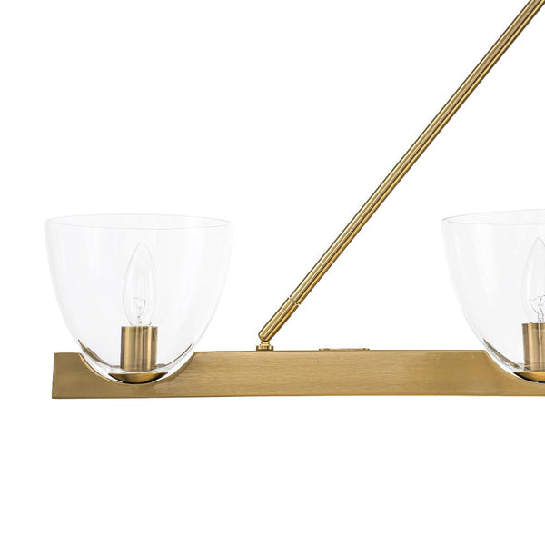 Chandelierias - Modern 4 - Light Clear Glass Long Dining Chandelier - Chandeliers - Brass -