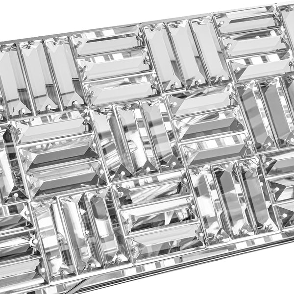 Chandelierias - Modern 4 - Light Crystal Grid Rectangle Wall Sconce - Wall Light - Polished Nickel -