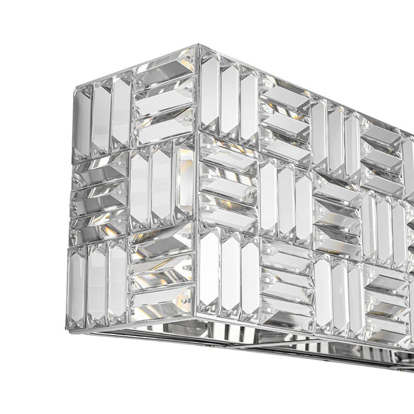 Chandelierias - Modern 4 - Light Crystal Grid Rectangle Wall Sconce - Wall Light - Polished Nickel -