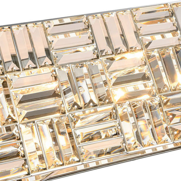 Chandelierias - Modern 4 - Light Crystal Grid Rectangle Wall Sconce - Wall Light - Polished Nickel -