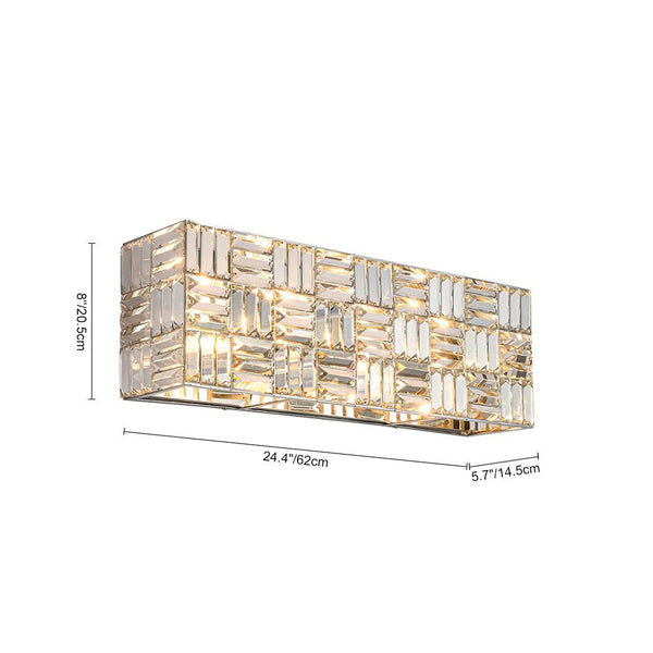Chandelierias - Modern 4 - Light Crystal Grid Rectangle Wall Sconce - Wall Light - Polished Nickel -