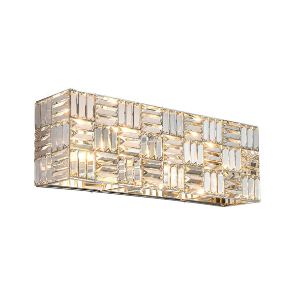 Chandelierias - Modern 4 - Light Crystal Grid Rectangle Wall Sconce - Wall Light - Polished Nickel -