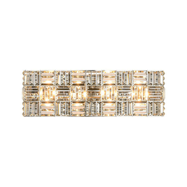 Chandelierias - Modern 4 - Light Crystal Grid Rectangle Wall Sconce - Wall Light - Polished Nickel -