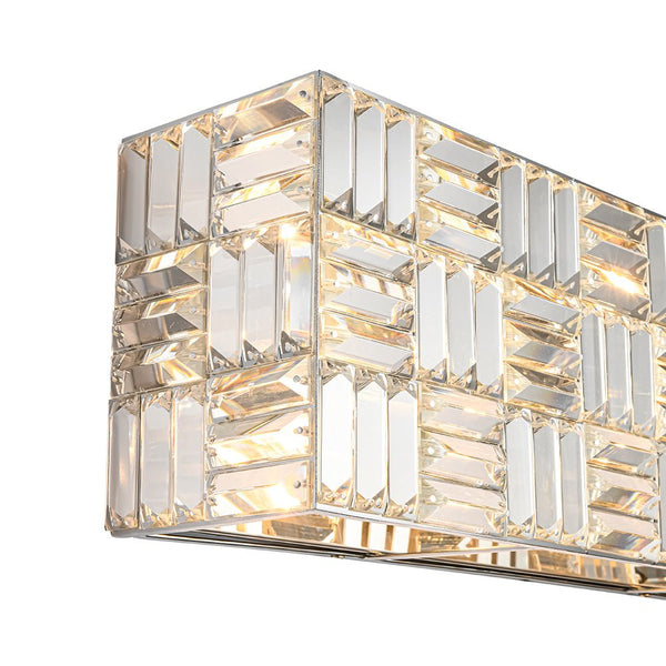 Chandelierias - Modern 4 - Light Crystal Grid Rectangle Wall Sconce - Wall Light - Polished Nickel -