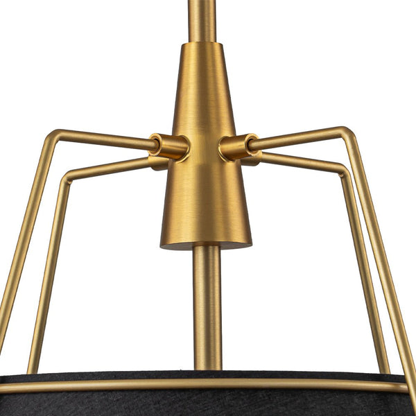 Chandelierias - Modern 4 - Light Fabric Conical Shade Pendant - Pendant - Black Shade & Gold Accents -