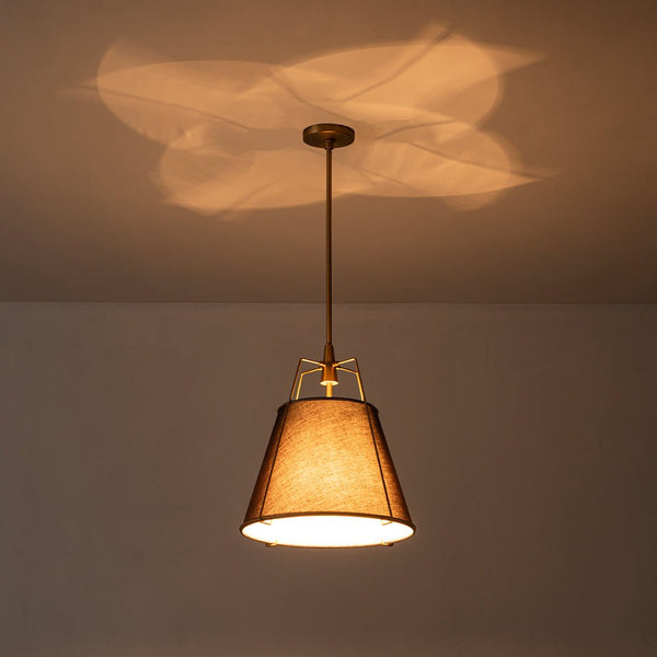 Chandelierias - Modern 4 - Light Fabric Conical Shade Pendant - Pendant - Black Shade & Gold Accents -