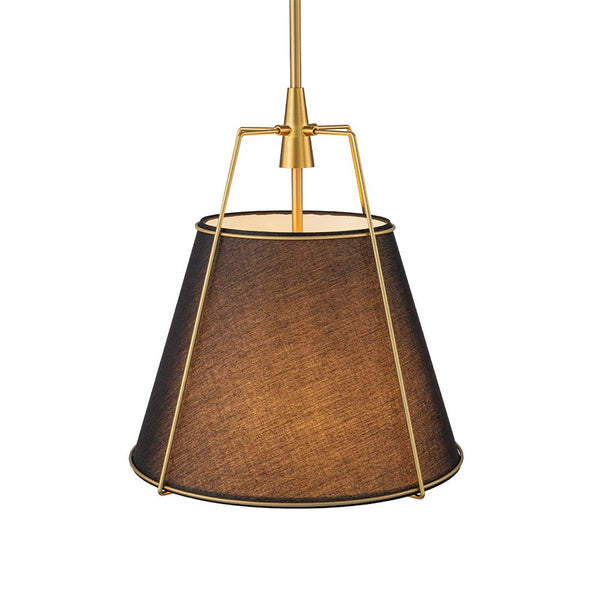 Chandelierias - Modern 4 - Light Fabric Conical Shade Pendant - Pendant - Black Shade & Gold Accents -