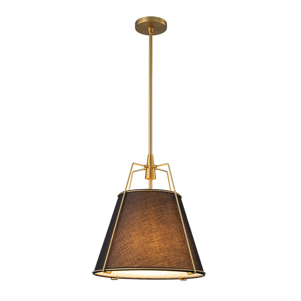 Chandelierias - Modern 4 - Light Fabric Conical Shade Pendant - Pendant - Black Shade & Gold Accents -